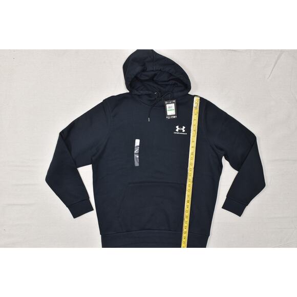 Under Armour Men's Icon Fleece Hoodie Regular Size L Black NWT Loose Fit Cotton - Picture 2 of 8